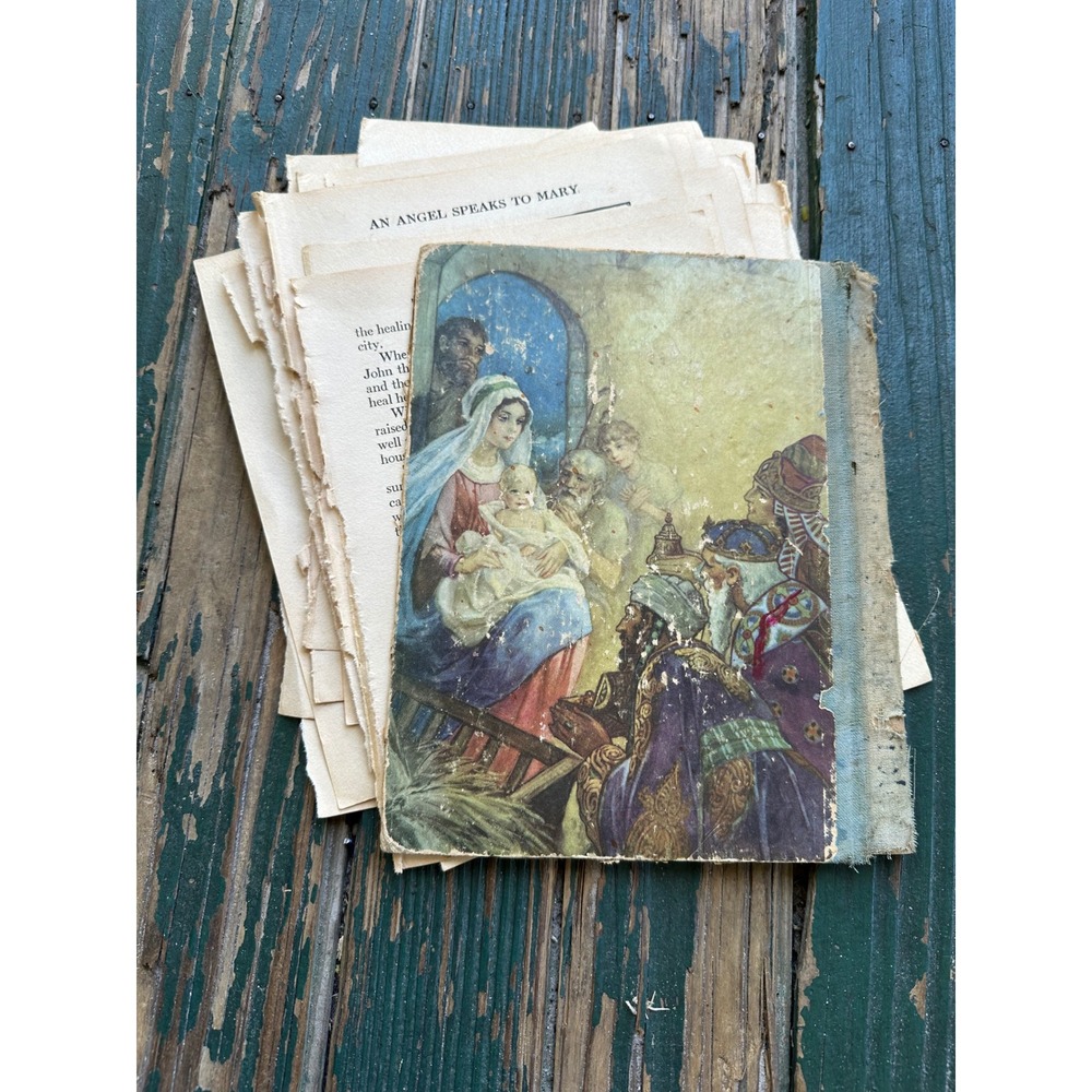 Scrapbook Bible Story Book Pages Ephemera Lot Nativity Illustration Junk Journal